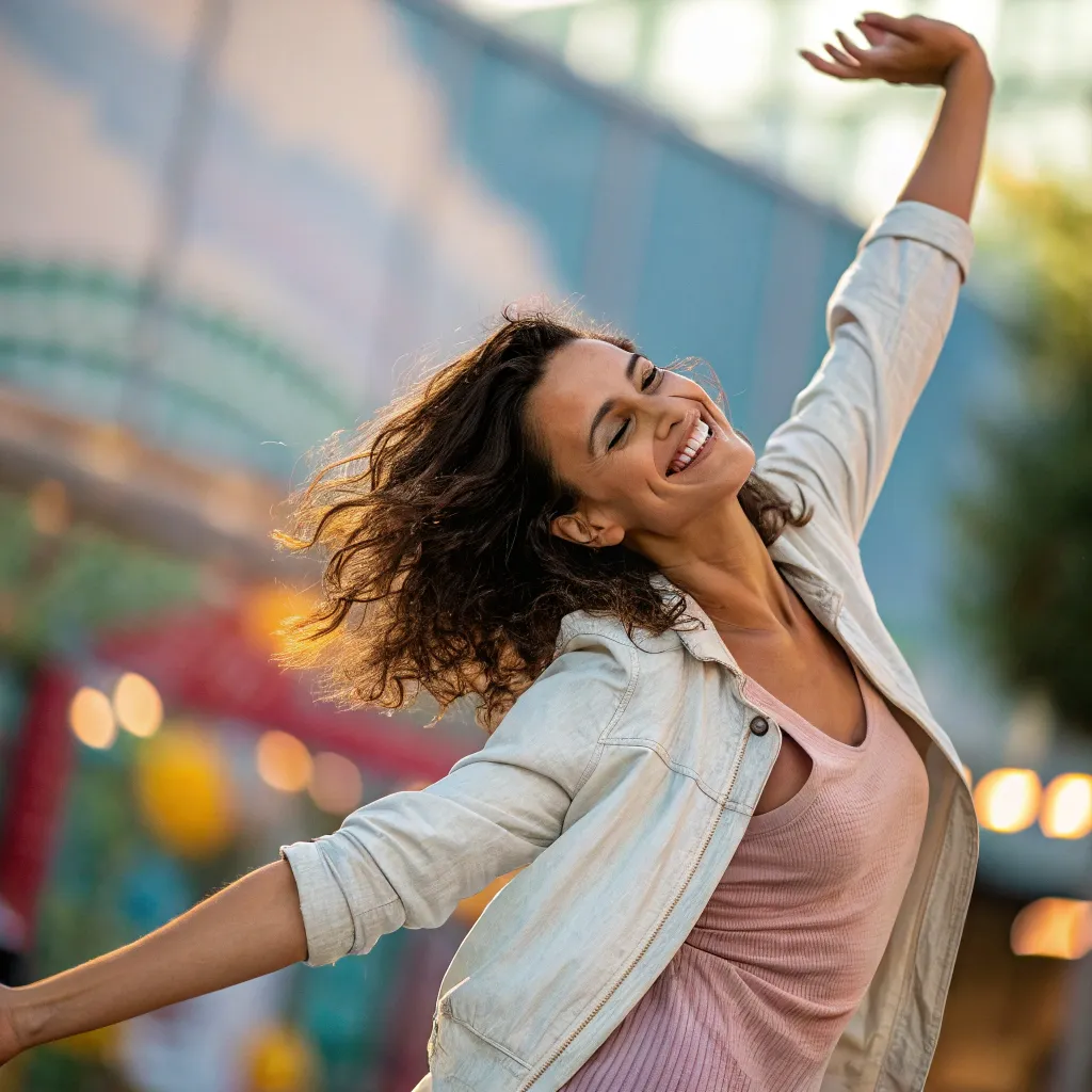 Smiling woman dancing