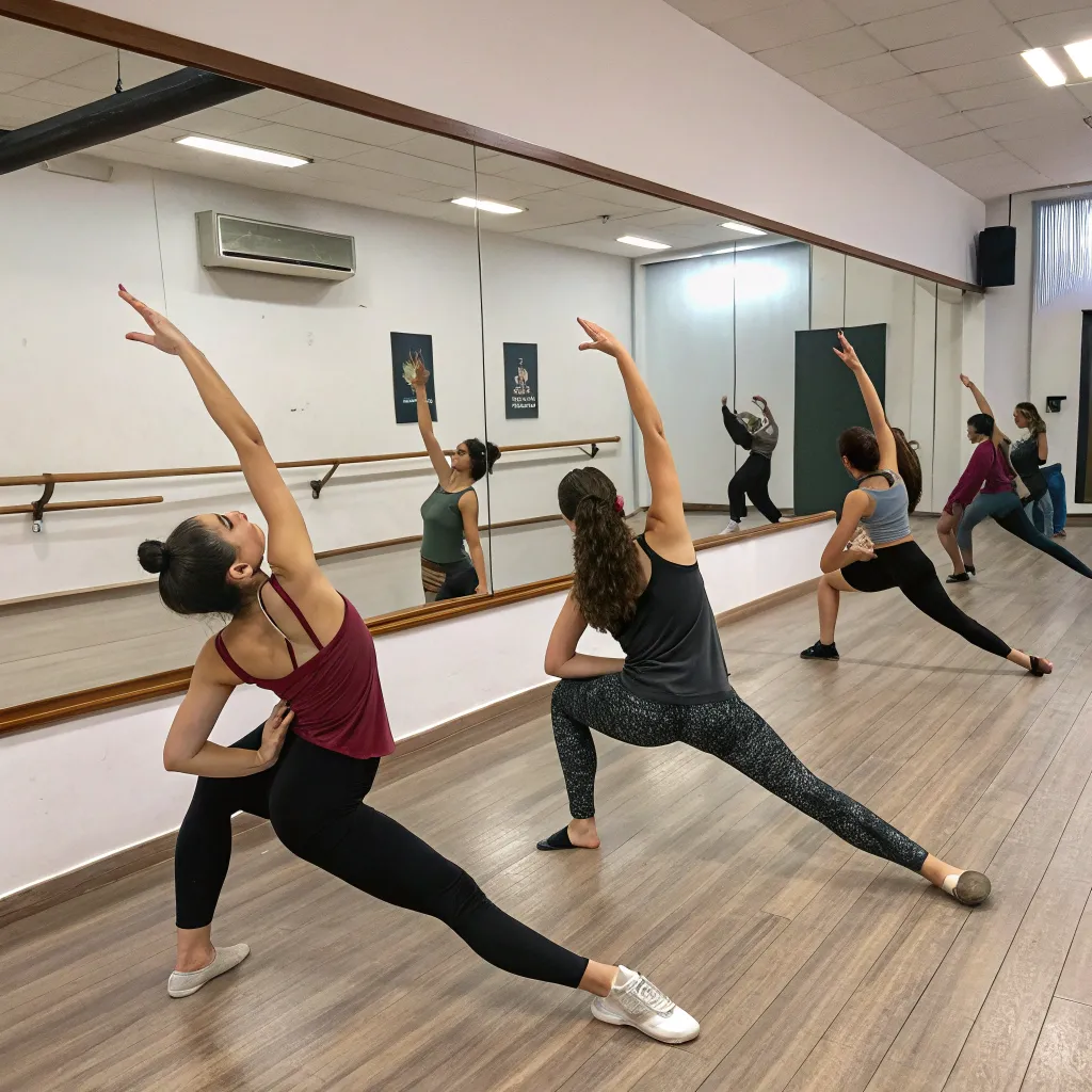 Group of dancers practicing